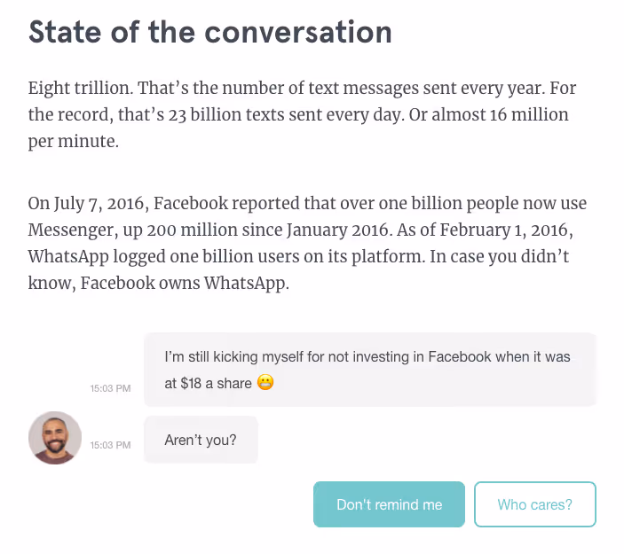 An excerpt of Typeform's B2B content
