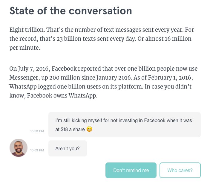 An excerpt of Typeform's B2B content