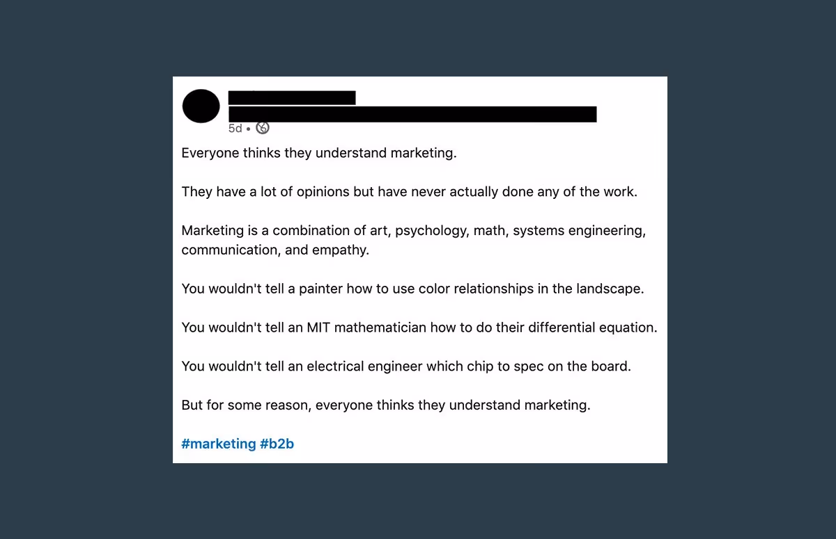 Is this LinkedIn or an angsty marketer’s secret diary?