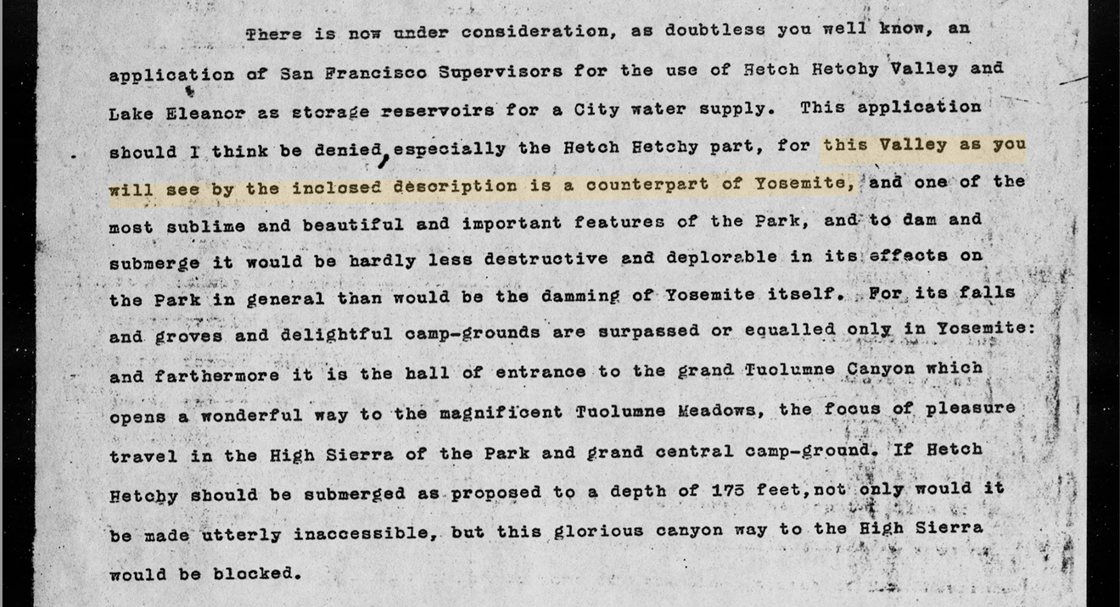 Muirs letter to Roosevelt