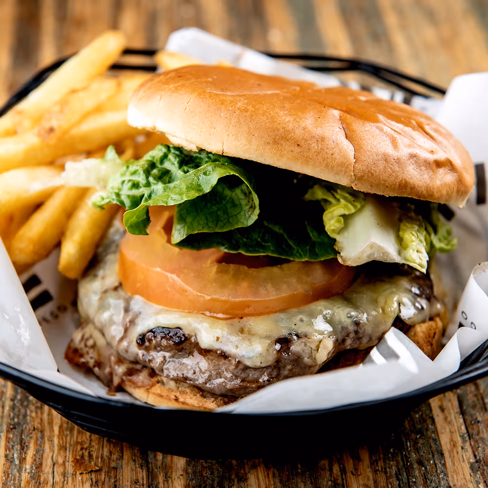 Fego Cafe Kids Little Smash Burger with American cheese & classic fries