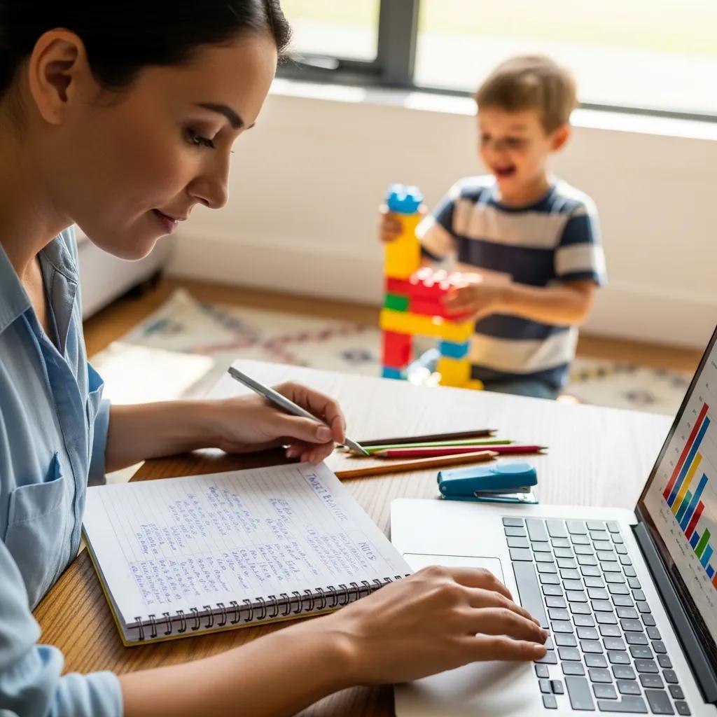 Parent tracking child's behavior data for ABA training