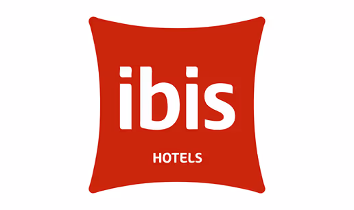 Red square-shaped logo with rounded edges featuring the white text 'ibis HOTELS'.