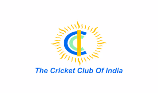 Logo of The Cricket Club Of India featuring a stylized blue letter C entwined with a yellow vertical bar and surrounded by yellow sun rays.