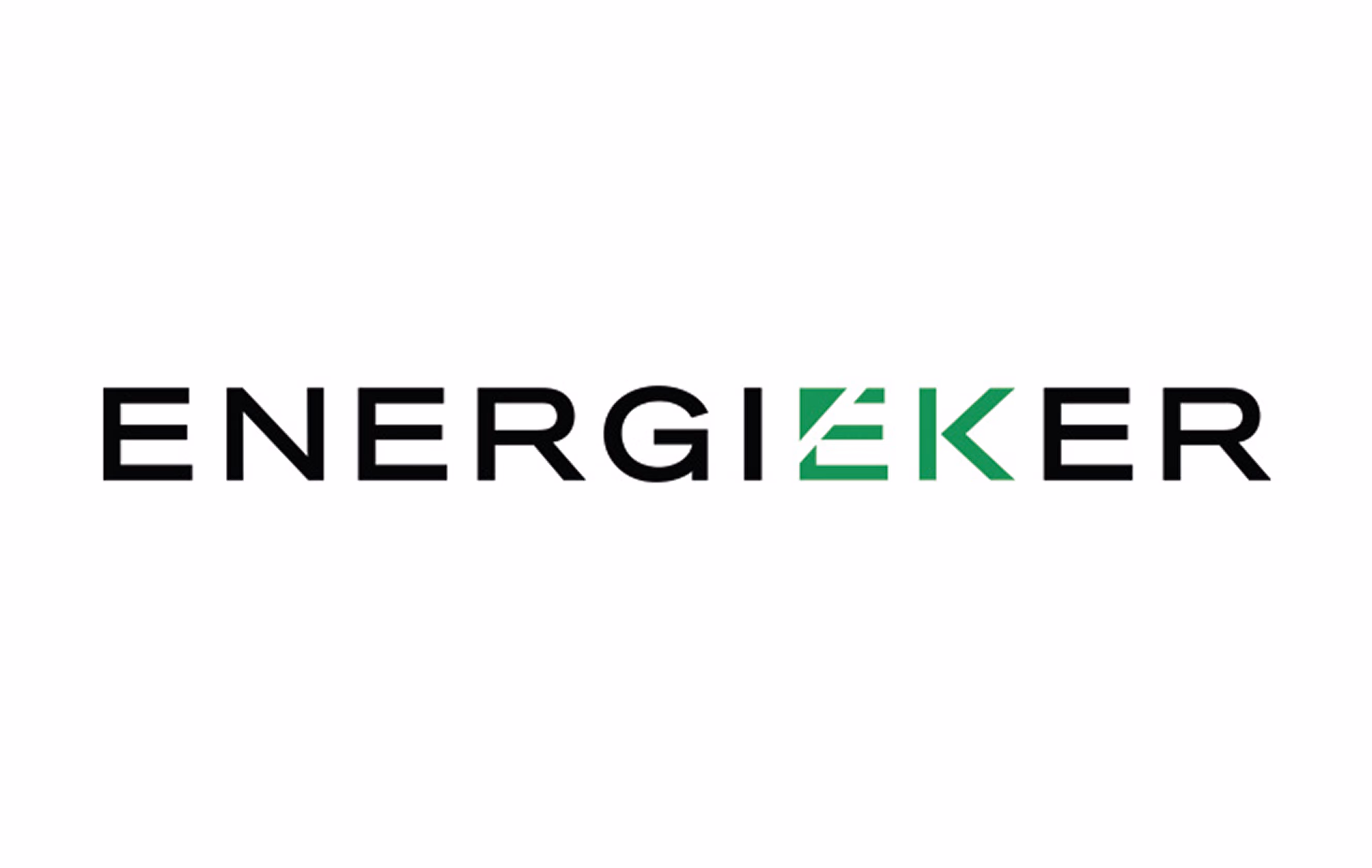 Energeker logo with stylized green letters E and K in the center of the word.