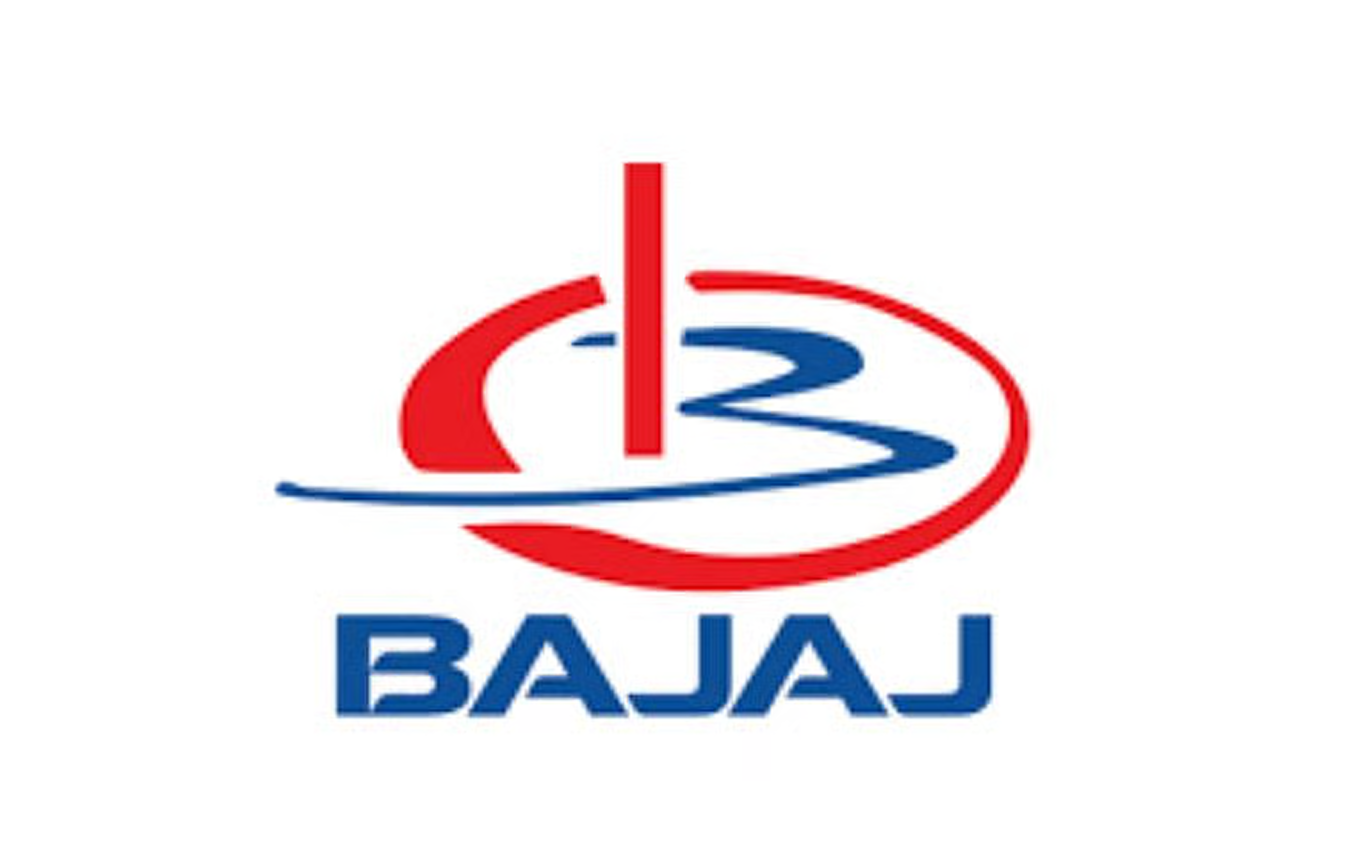 Blue Bajaj logo with stylized geometric emblem to the left of the company name.