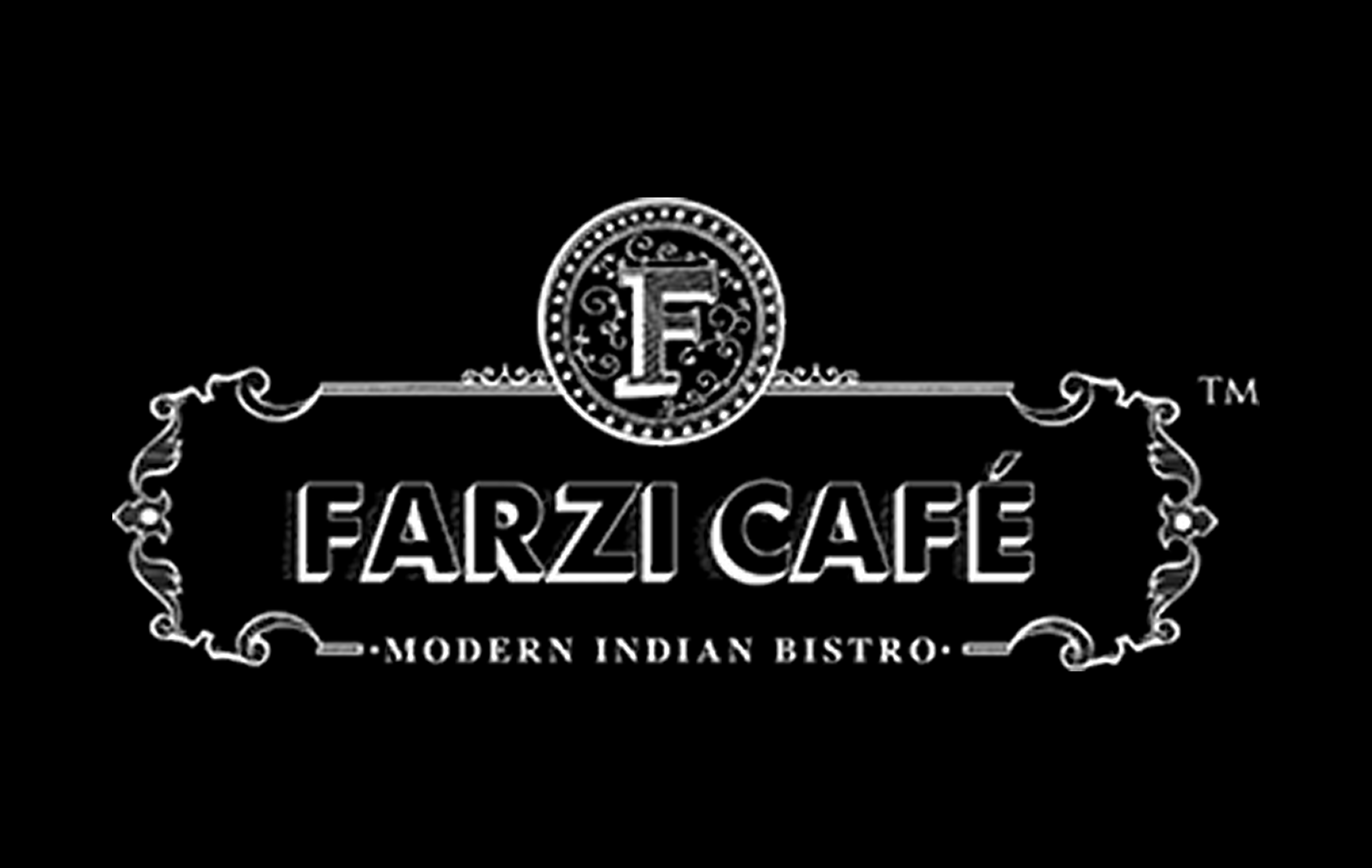 Farzi Café logo with ornate framing and the tagline Modern Indian Bistro.