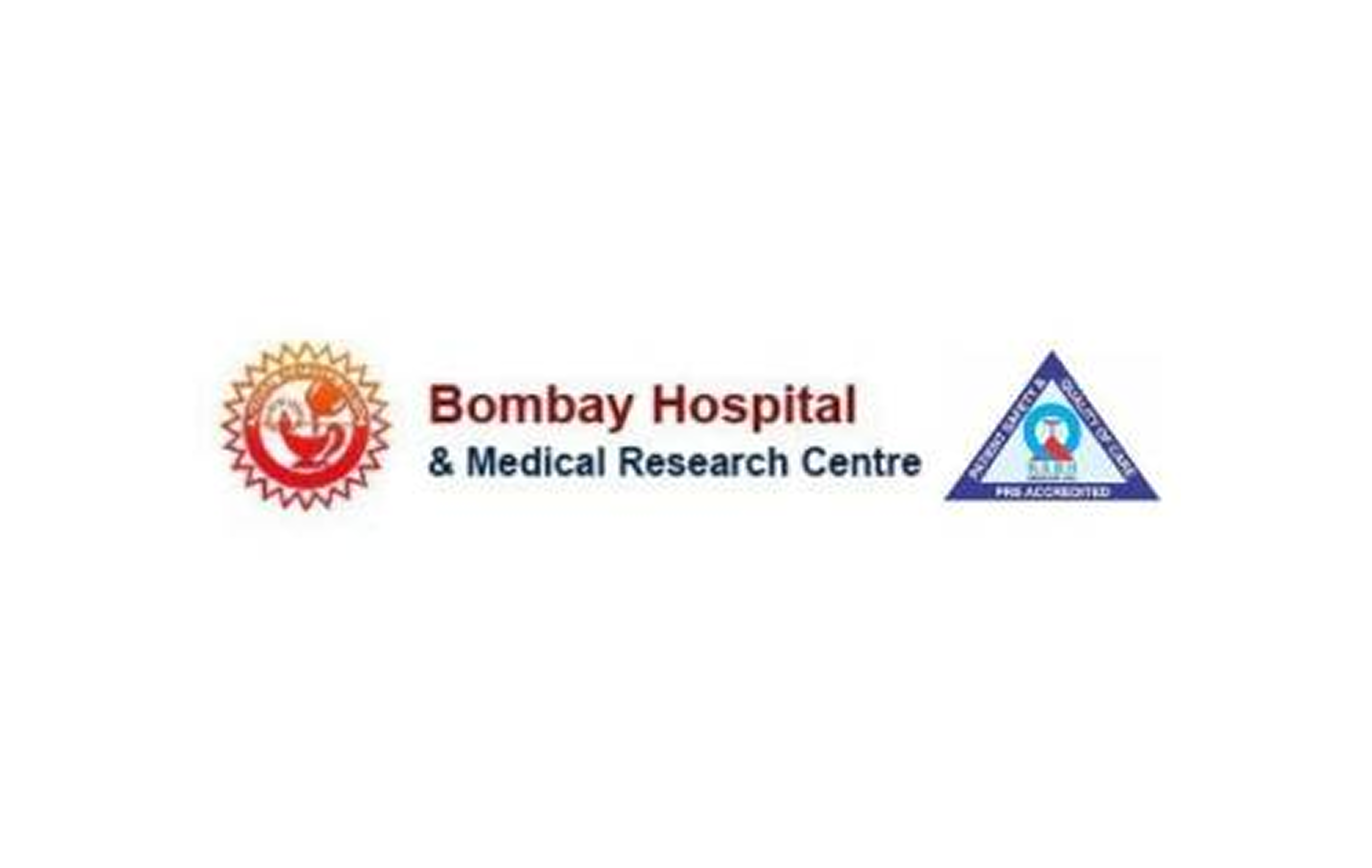 Logo of Bombay Hospital & Medical Research Centre with a red emblem featuring a serpent and bowl.