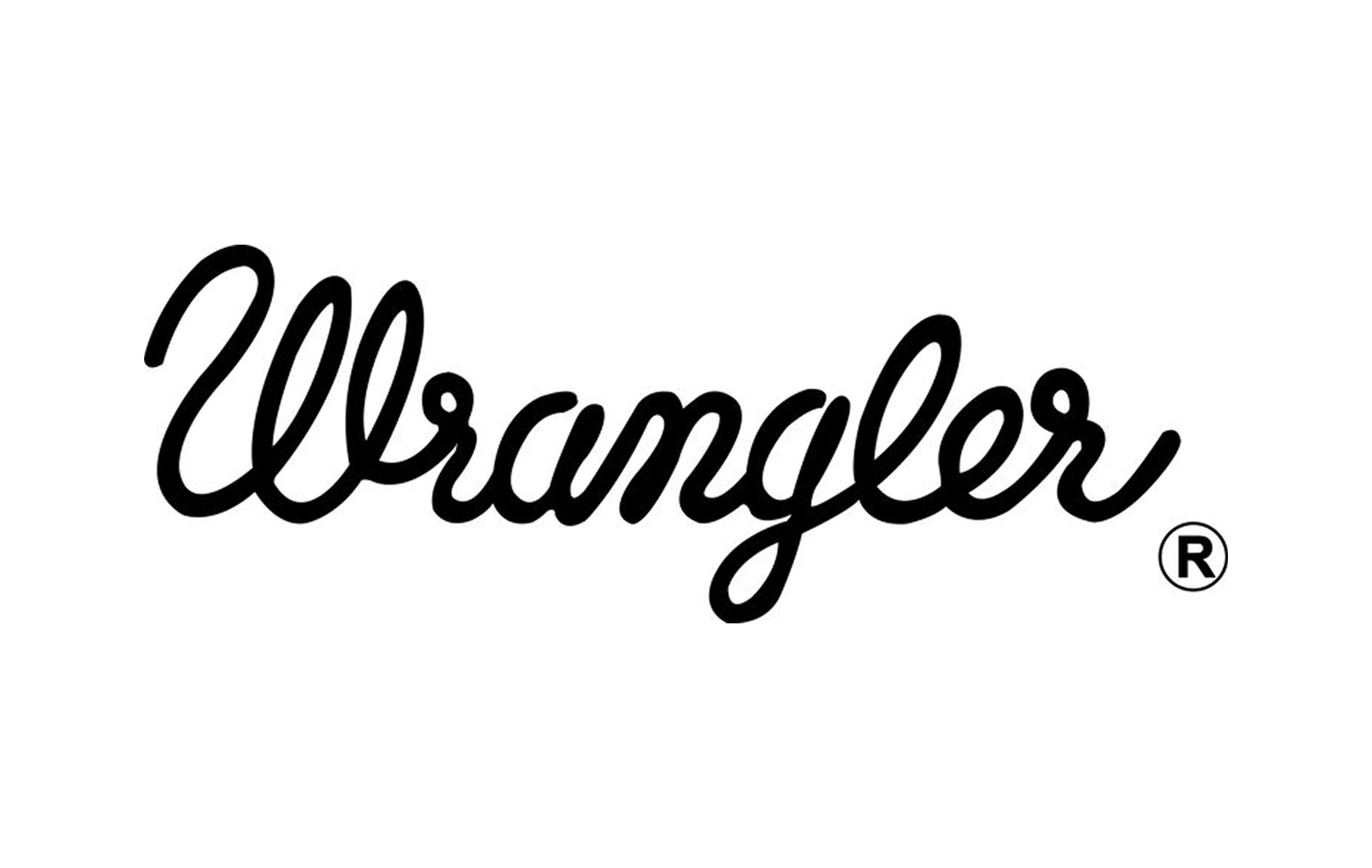 Wrangler brand logo in black cursive script with registered trademark symbol.