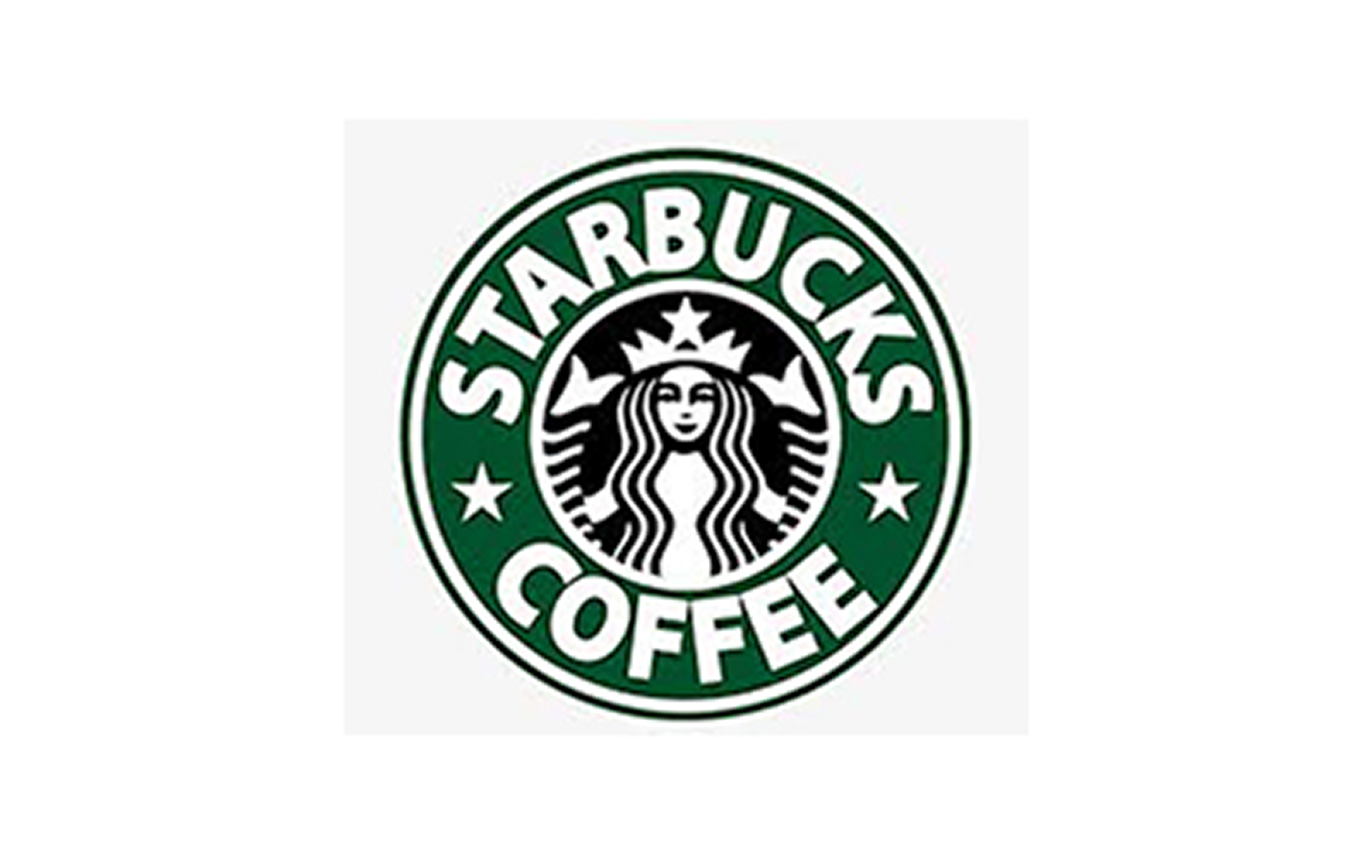 Starbucks Coffee logo with a crowned twin-tailed siren in a green circle.