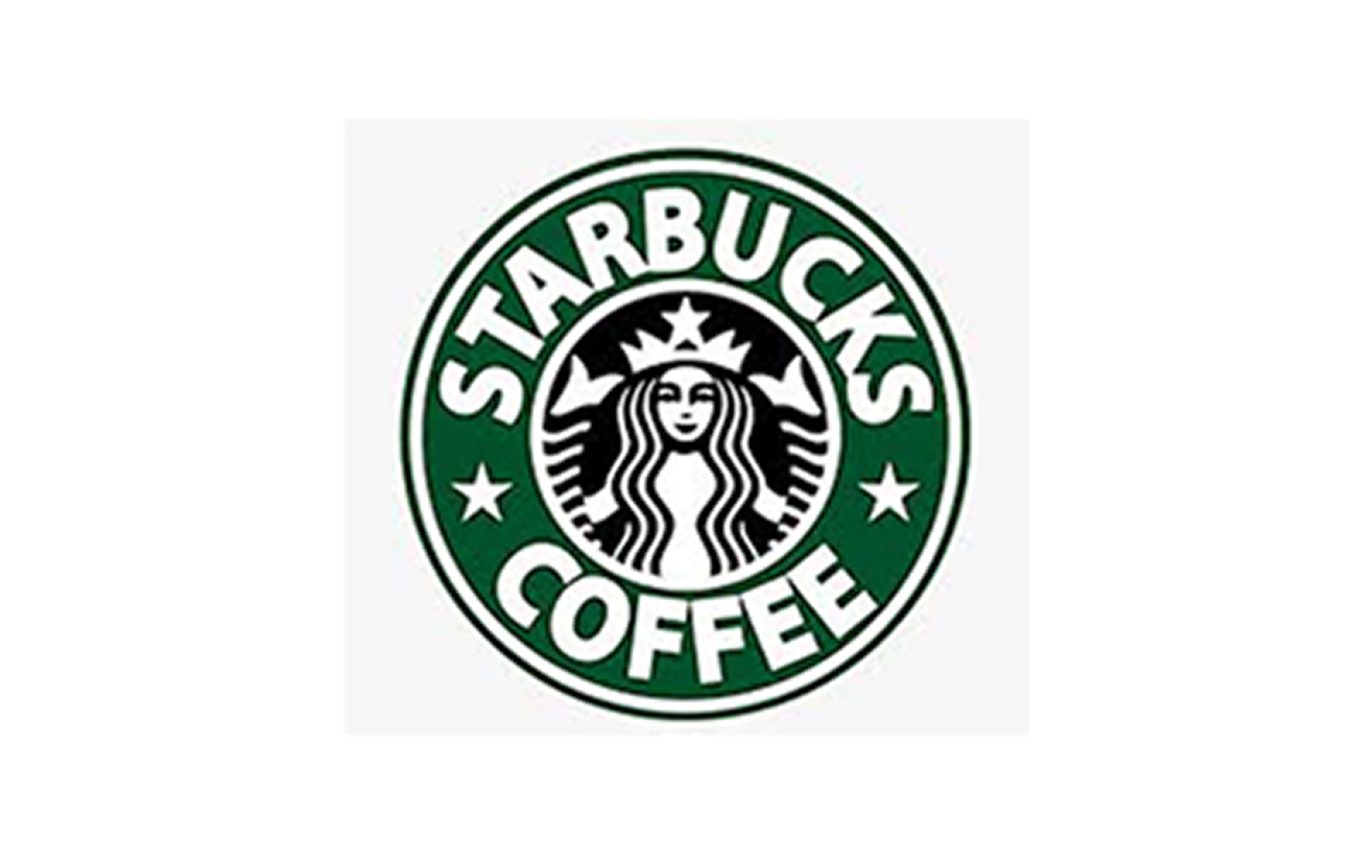 Starbucks Coffee logo with a crowned twin-tailed siren in a green circle.