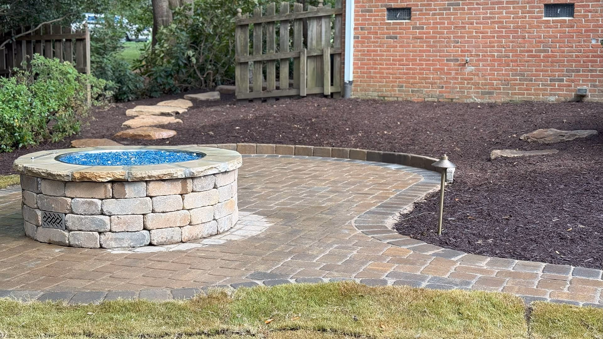 Hardscape installation of paver patio and walkway by Southern Stripes Lawn & Landscapes in Mauldin SC near me