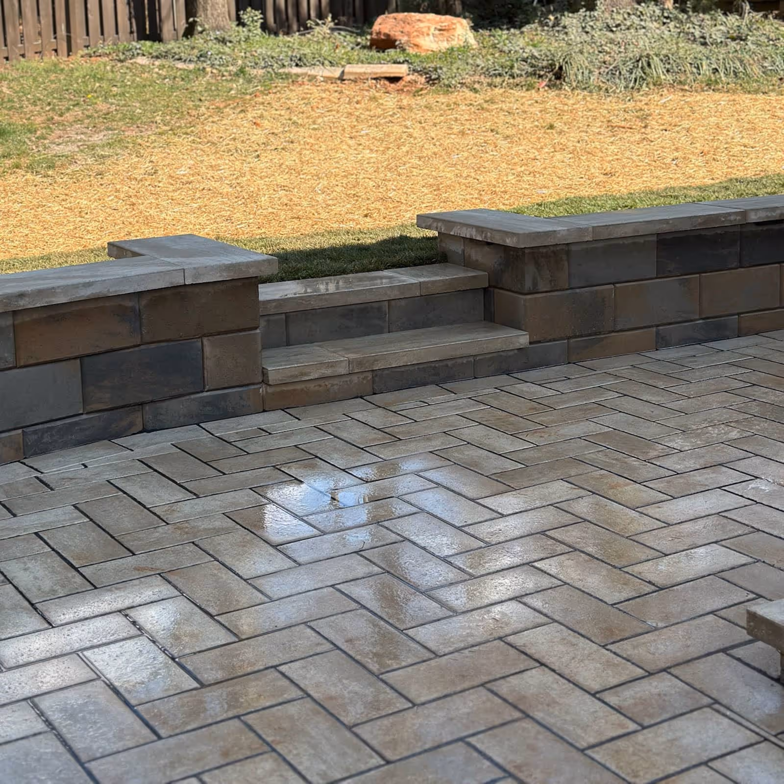 Paver patio installation by Southern Stripes Lawn and Landscapes Greenville South Carolina near me