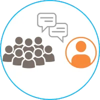 many user icons and speeches