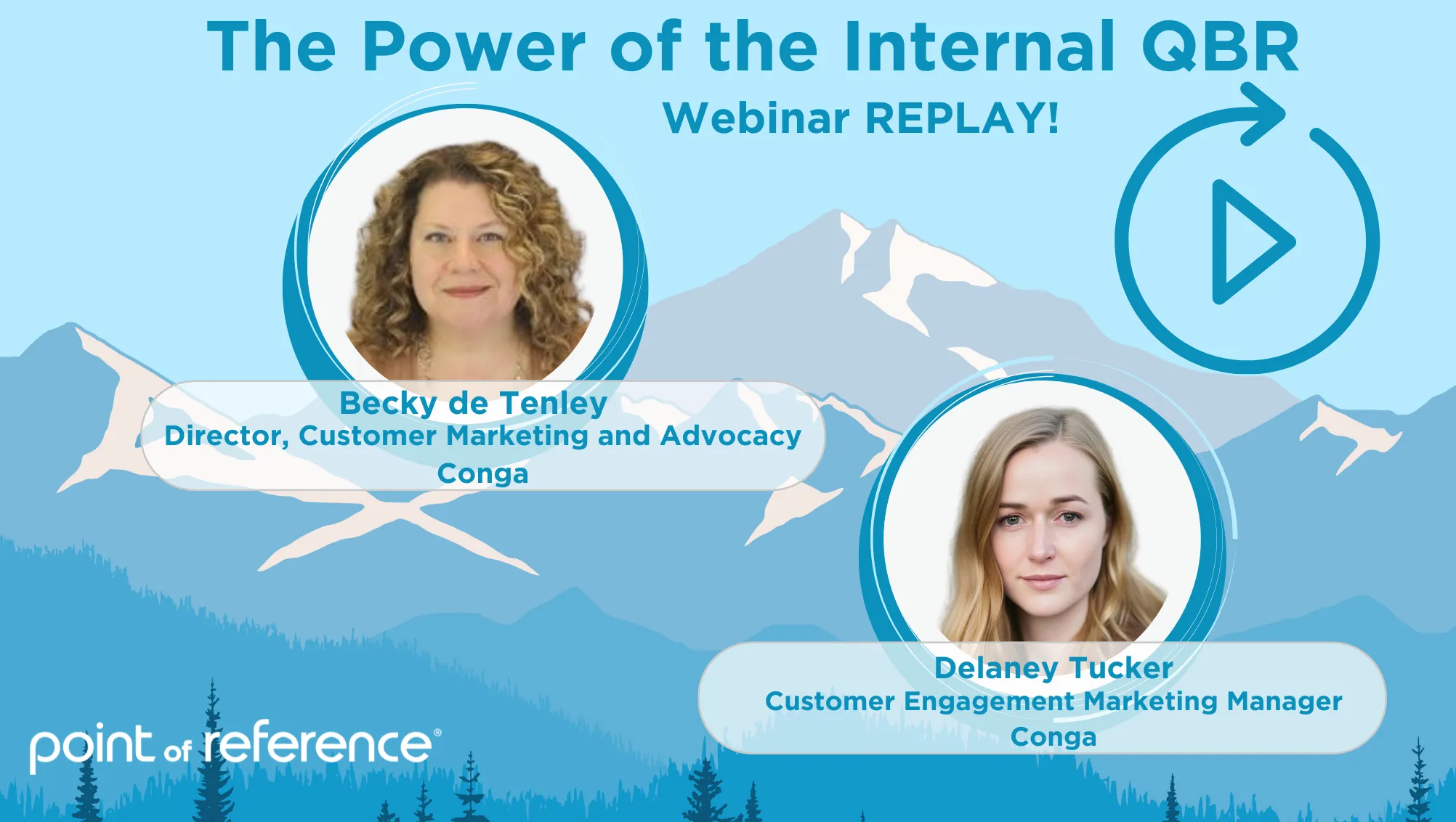 Headshots of Becky de Tenley and Delaney Tucker, customer marketing and advocacy professionals at Conga.