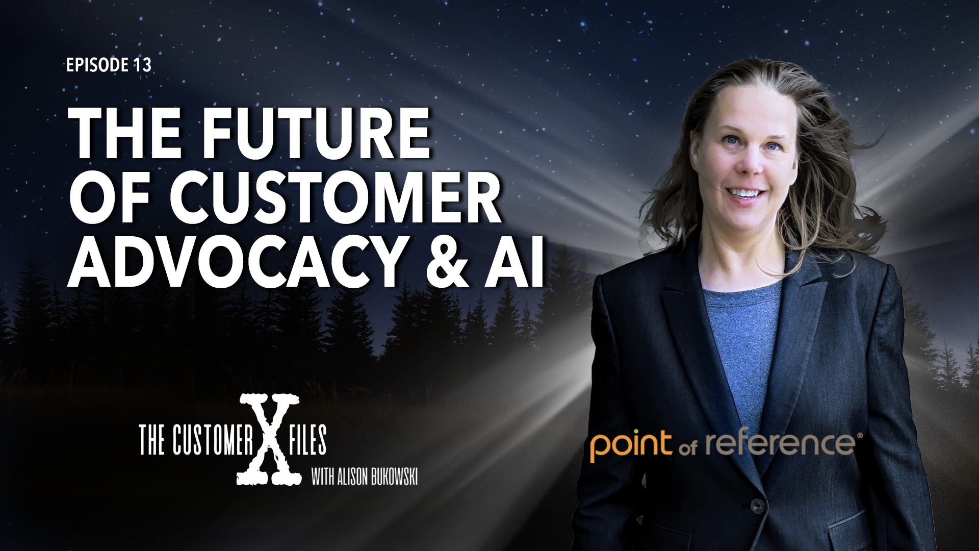 The CustomerX Files podcast logo with episode title: The Future of Customer Advocacy and AI featuring Darren Smith.