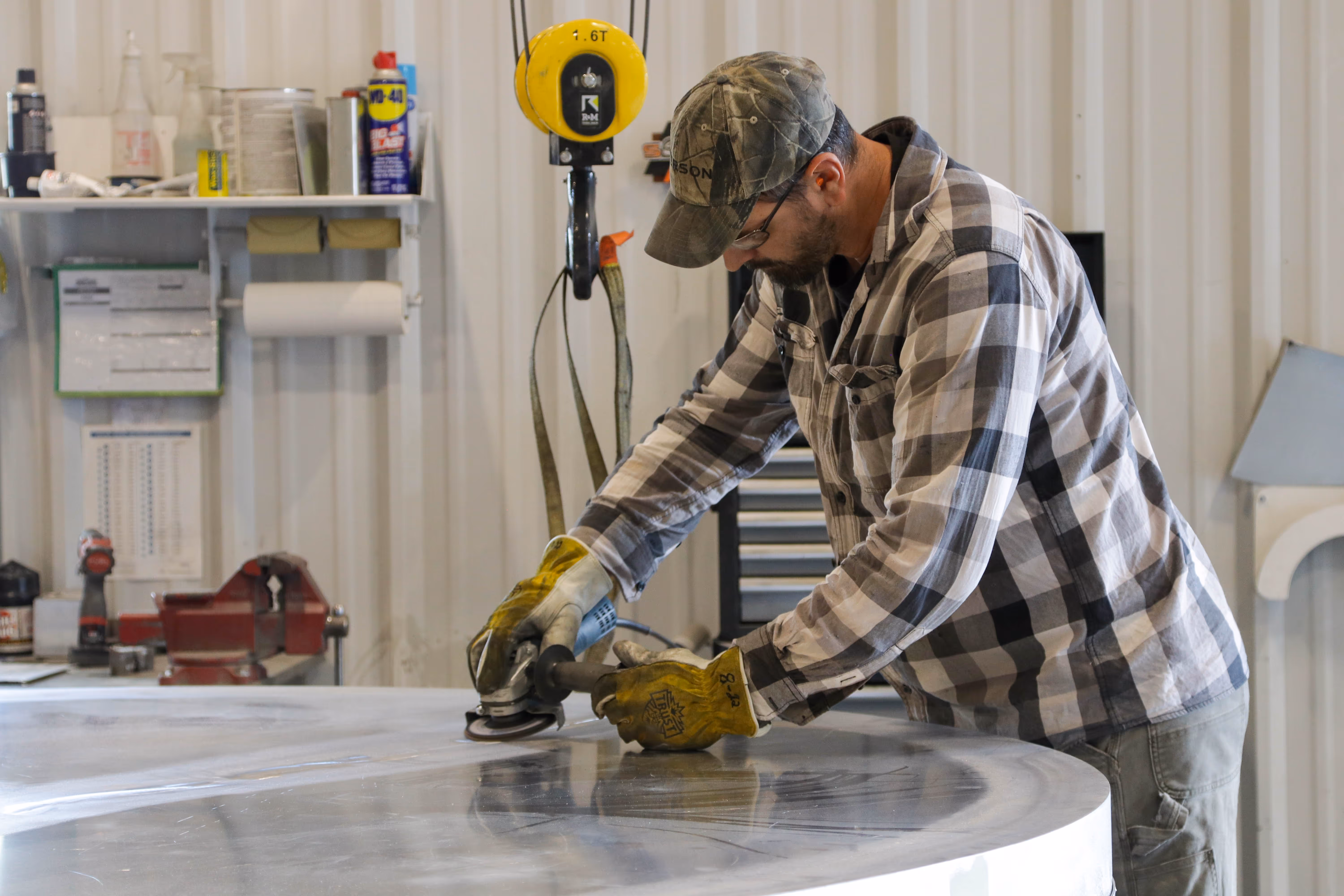 stratford sign co worker working hard on a sign project