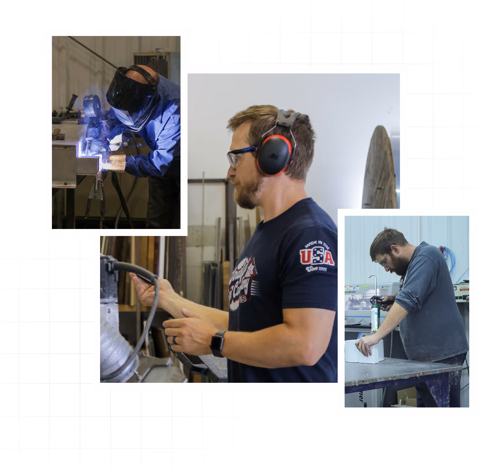 A man wearing headphones and a blue shirt.