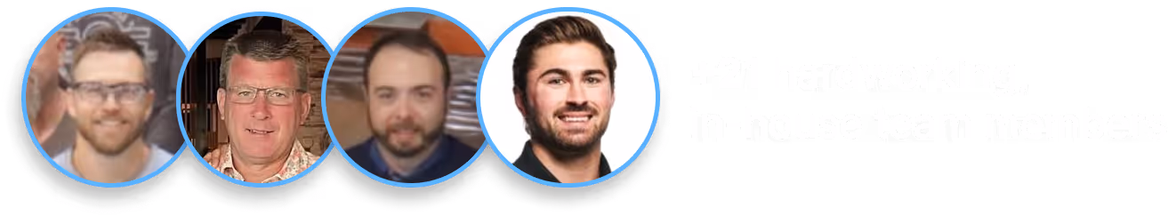 A man smiling with a blue circle around him.