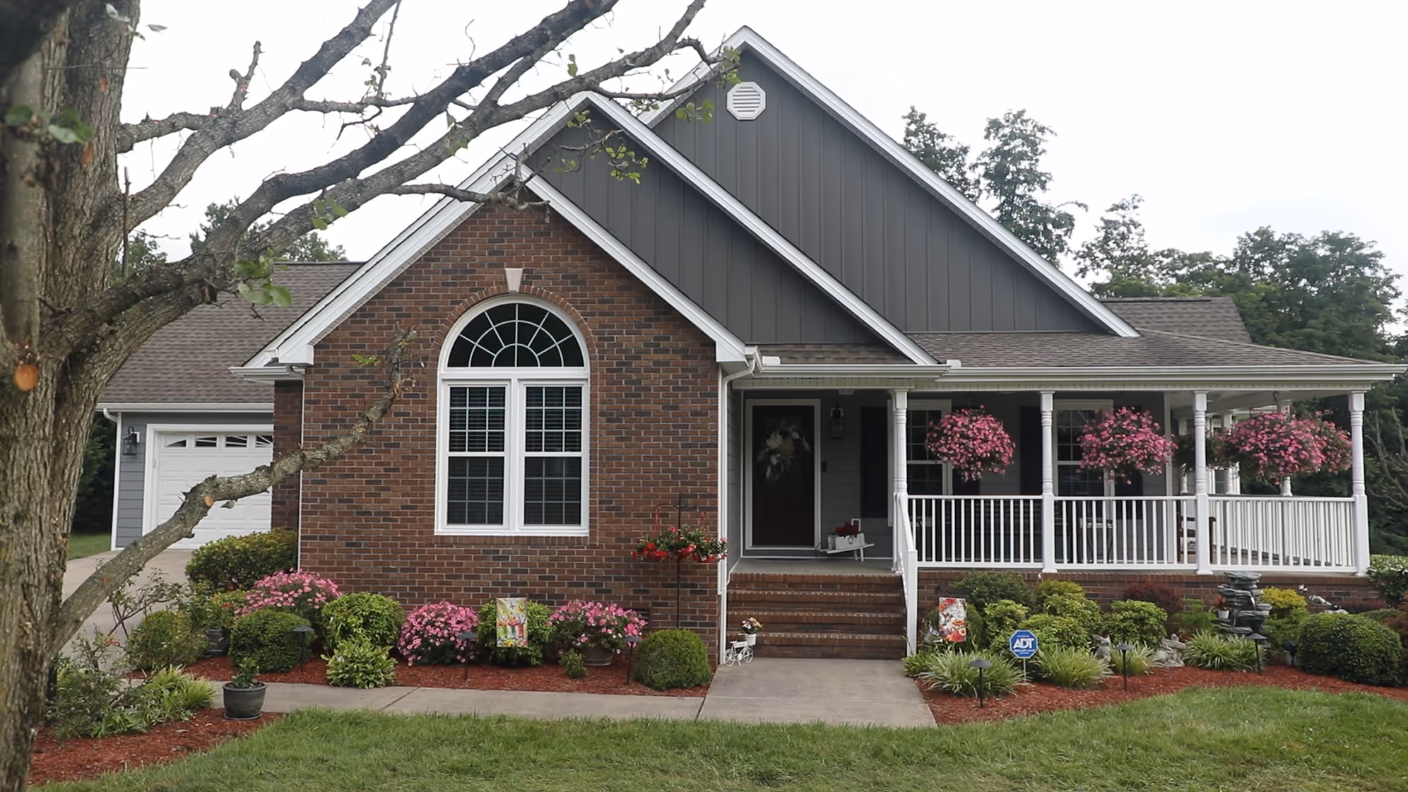 Custom windows on the a manicured home