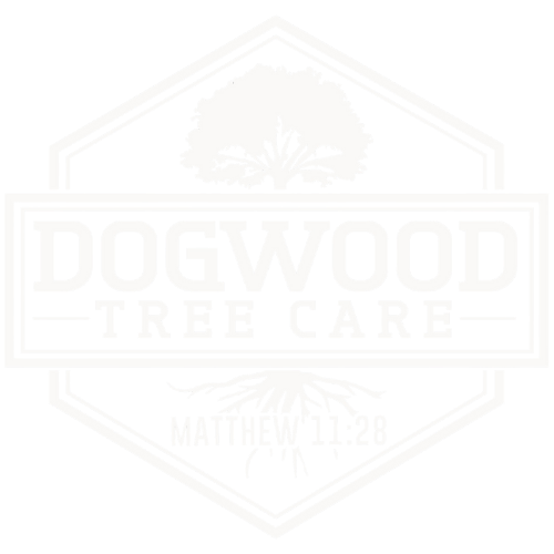 dogwood tree care logo in white