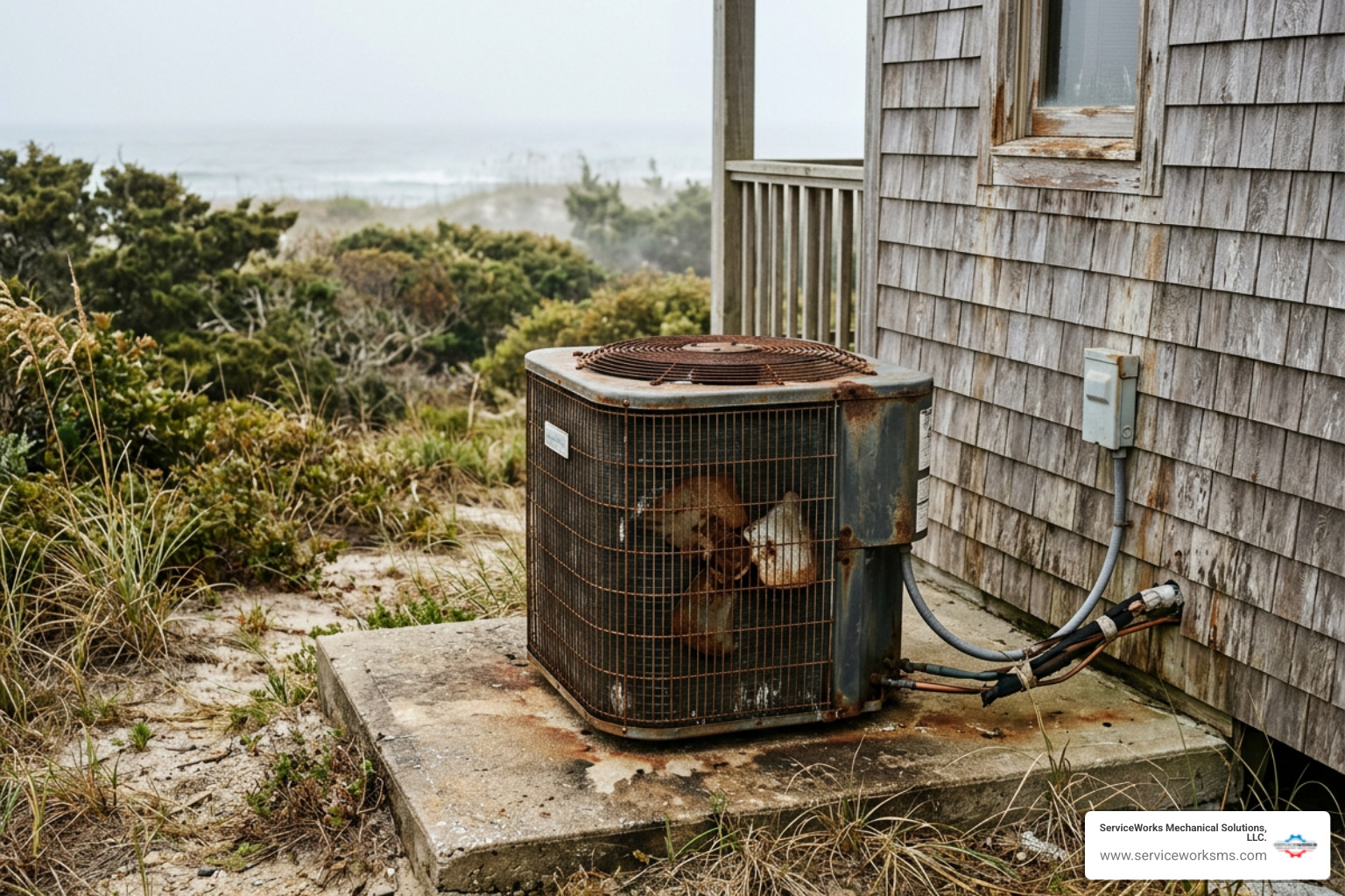 aging outdoor condenser unit in a coastal environment - ac installation best in georgetown, sc aging outdoor condenser unit in a coastal environment - ac installation best in georgetown, sc