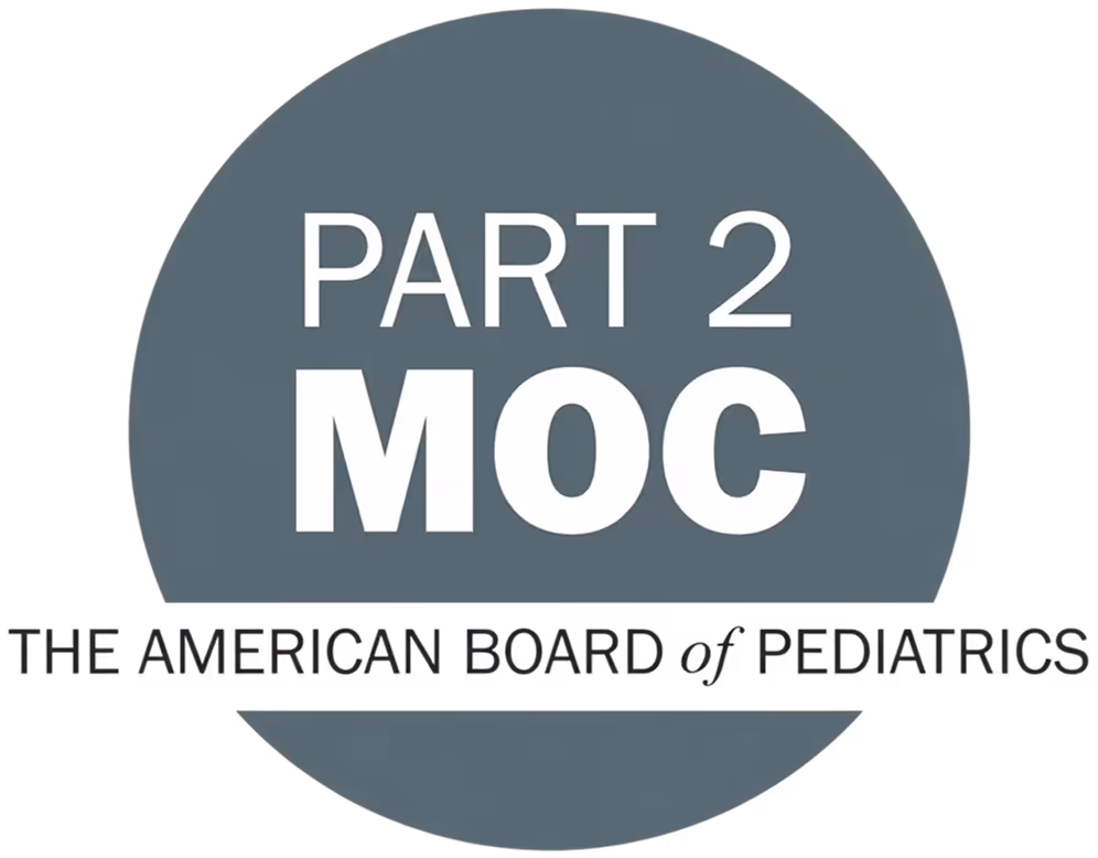 B&W logo for Lifelong Learning and Self-Assessment (Part 2) of Maintenance of Certification (MOC), by the American Board of Pediatrics (ABP)