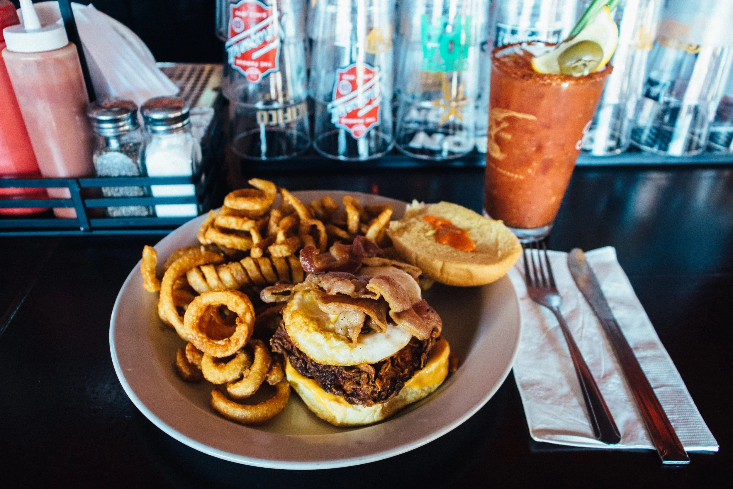 The cannibal sandwich at echo bravo with a bloody mary