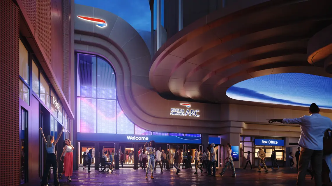 A CGI rendering of the British Airways ARC music venue