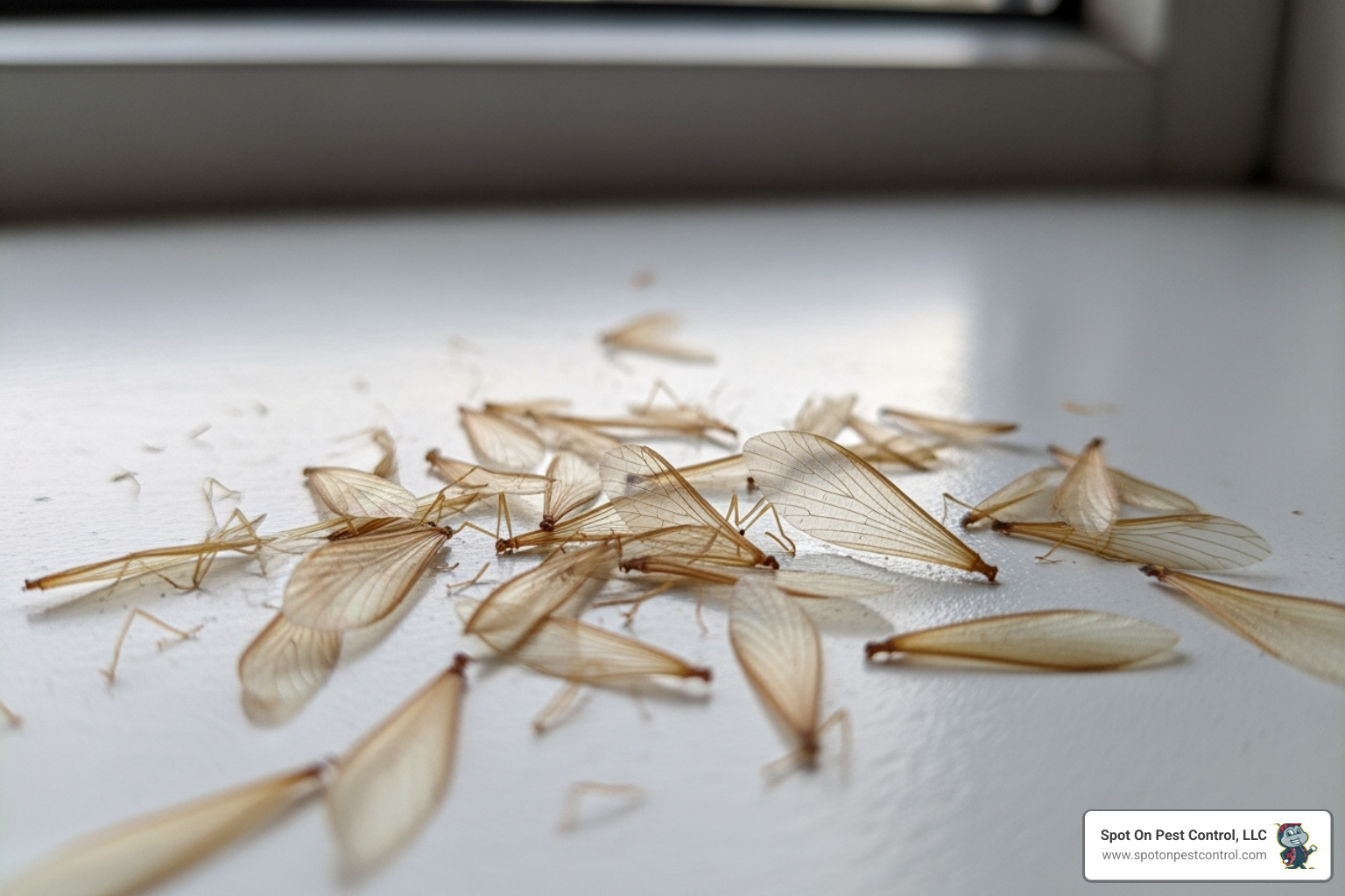 discarded termite wings near a windowsill - subterranean termite control lufkin tx