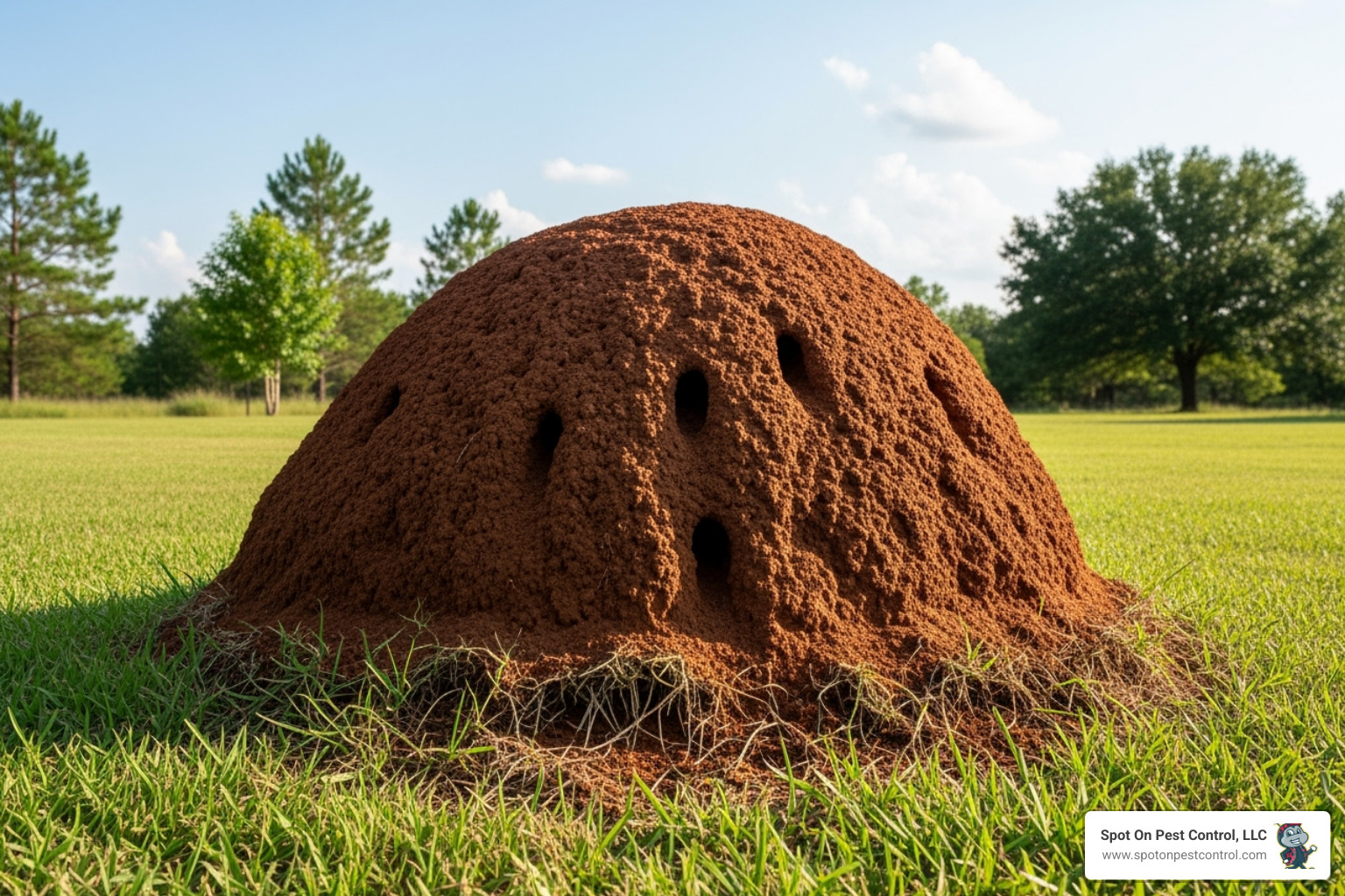 Large fire ant mound in an East Texas yard - emergency pest control zavalla tx Large fire ant mound in an East Texas yard - emergency pest control zavalla tx