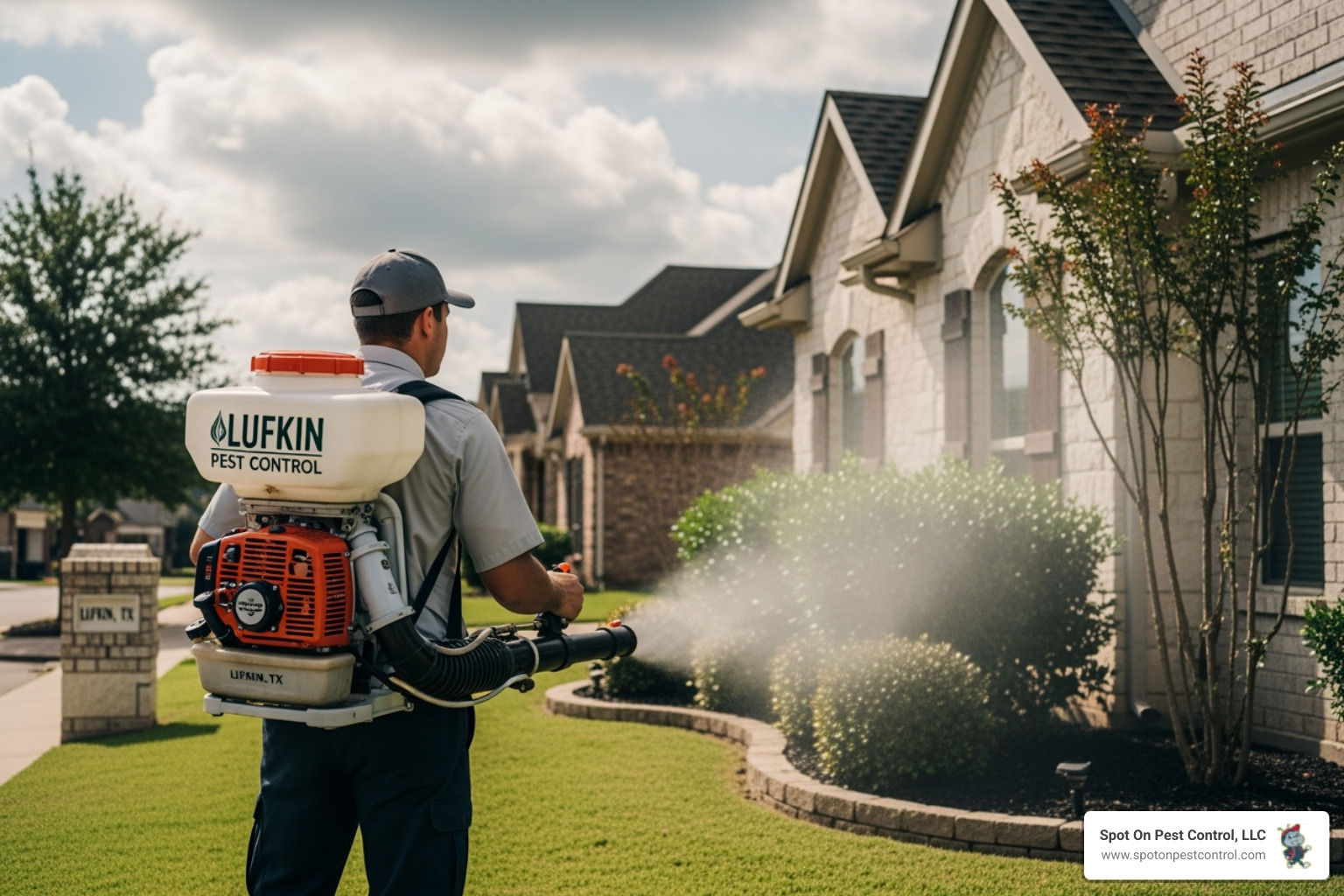 Spot On Pest Control, LLC logo with the tagline "Your Trusted Partner in Pest Management". - commercial mosquito control lufkin tx