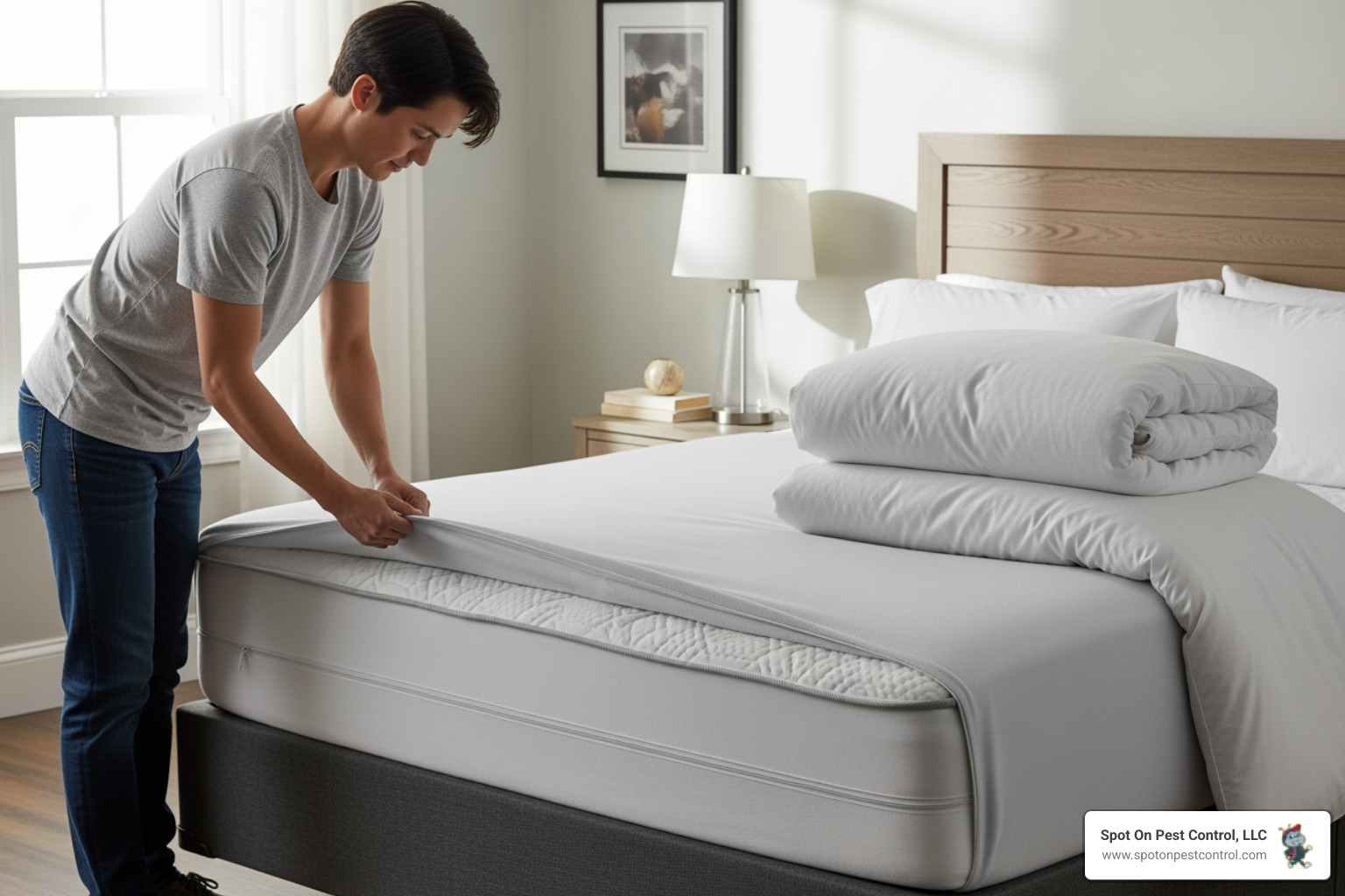 mattress encasement being installed - bed bug removal trinity tx mattress encasement being installed - bed bug removal trinity tx