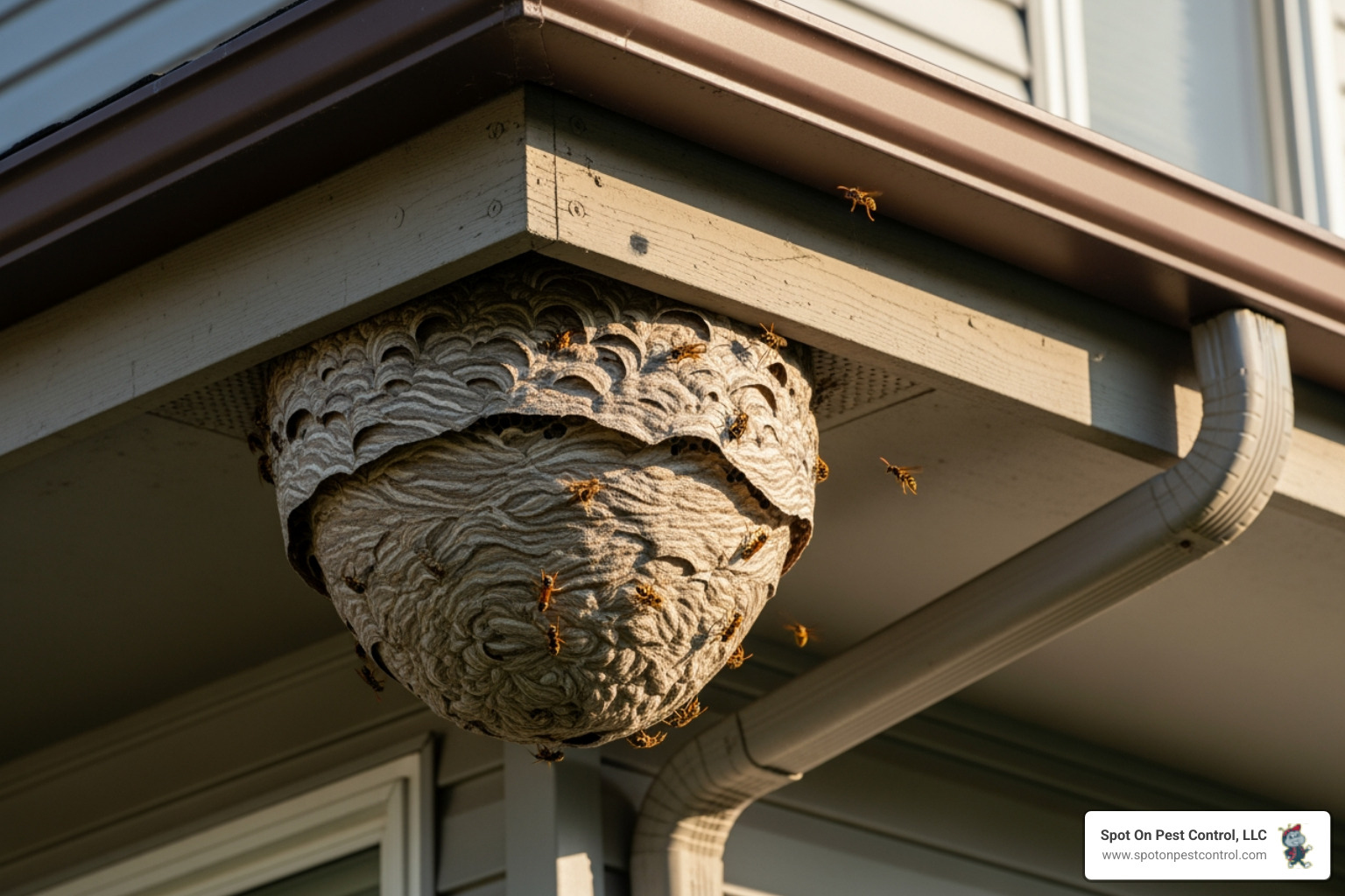 large wasp nest under house eave - best pest control diboll tx large wasp nest under house eave - best pest control diboll tx