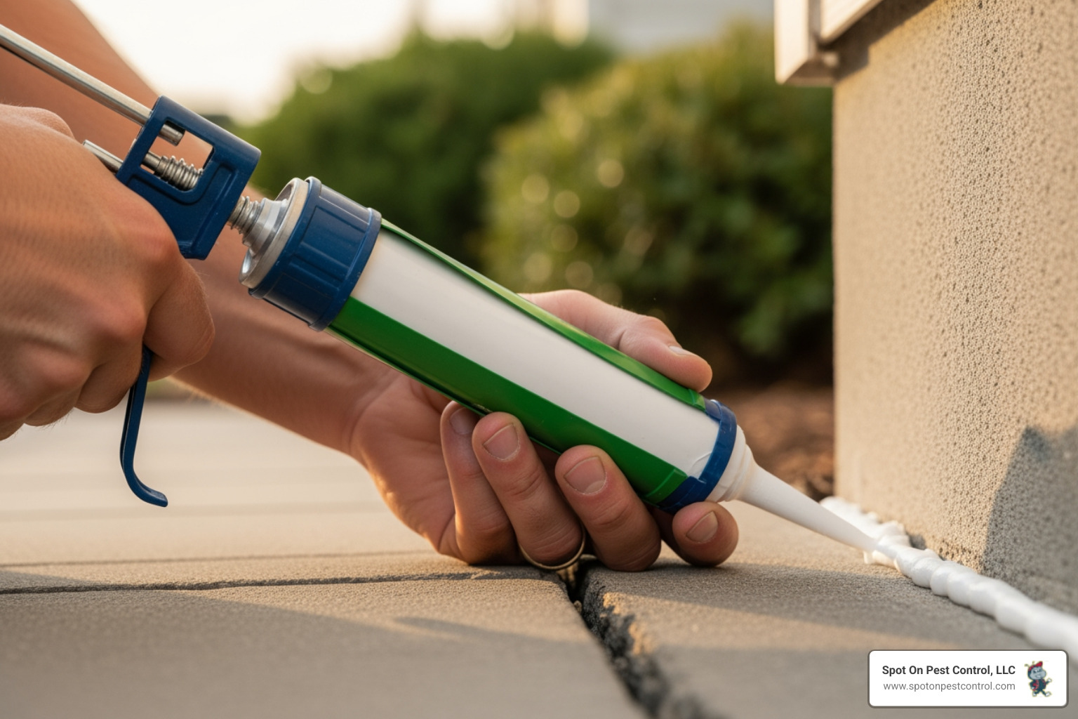 illustrating a preventative measure, like sealing a crack in a home's foundation - fire ant exterminator lufkin tx