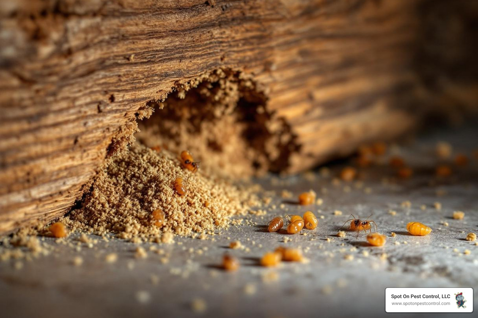 infographic showing the top 5 early warning signs of termite infestation including mud tubes, hollow wood, discarded wings, blistered paint, and structural damage with visual examples and descriptions for each sign - Signs of termite infestation Trinity, TX