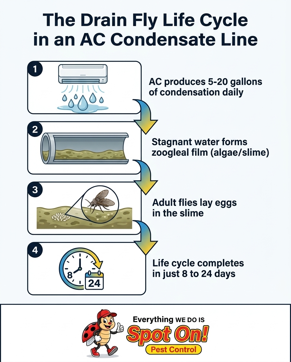 The Drain Fly Life Cycle in an AC Condensate Line