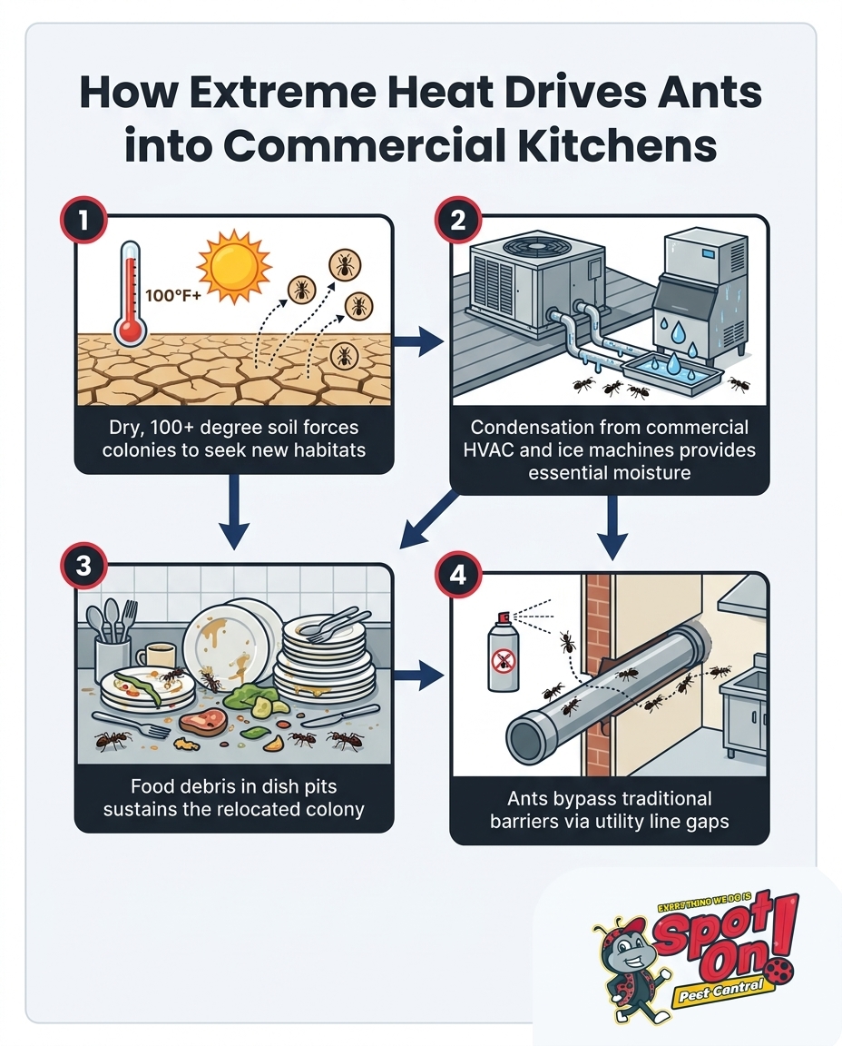 How Extreme Heat Drives Ants into Commercial Kitchens