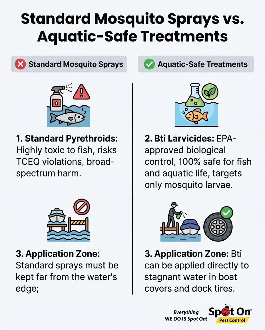 Standard Mosquito Sprays vs. Aquatic-Safe Treatments