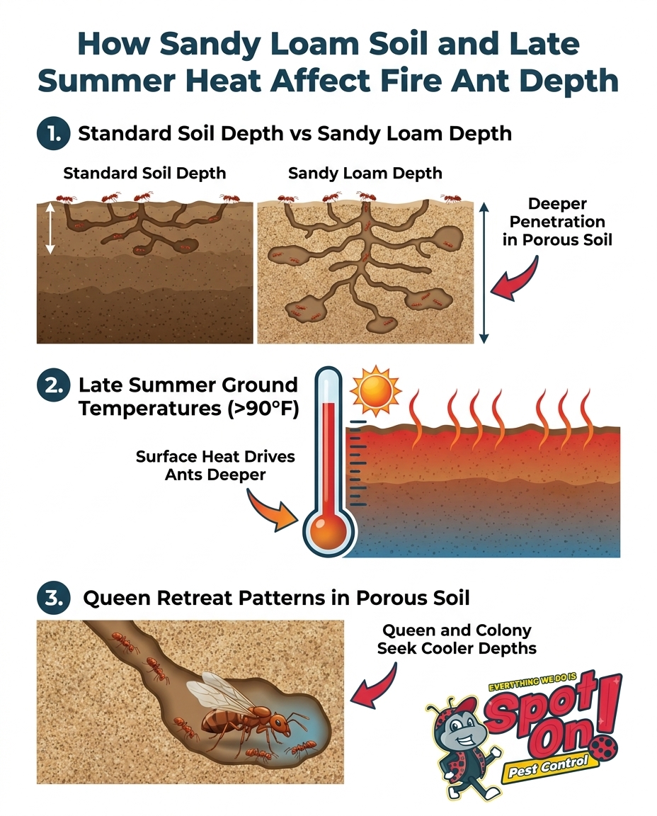 How Sandy Loam Soil and Late Summer Heat Affect Fire Ant Depth