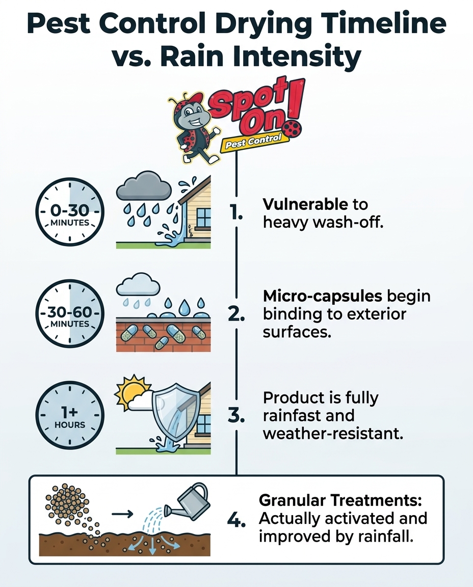Pest Control Drying Timeline vs. Rain Intensity