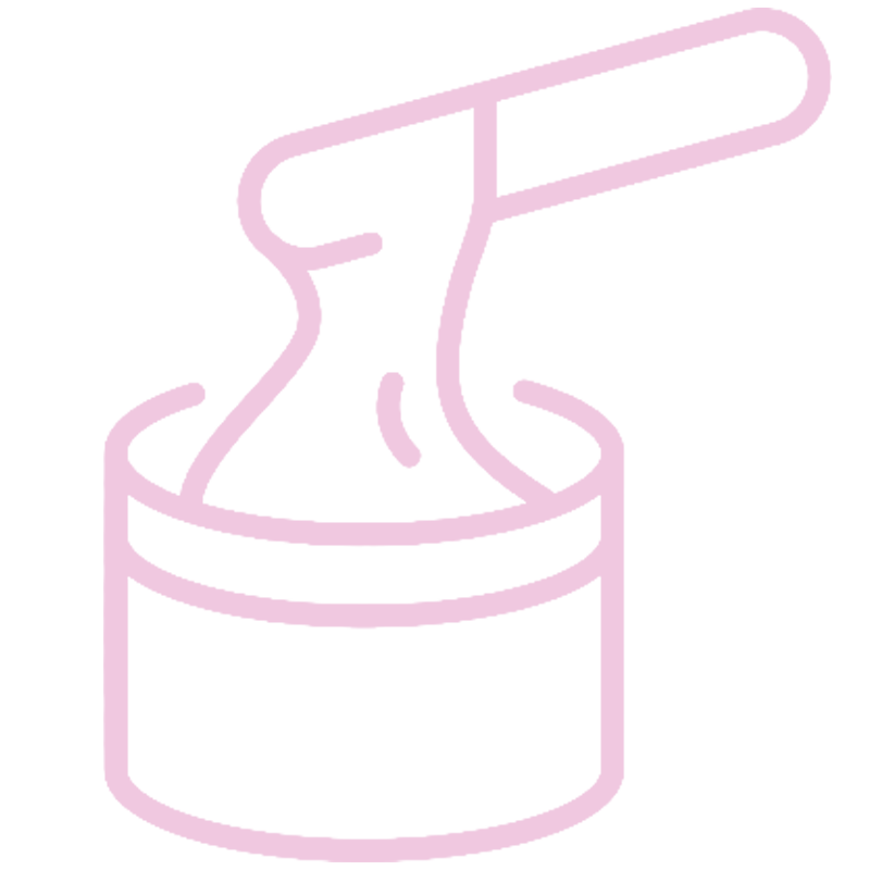 Line art icon of a wax pot and spatula.