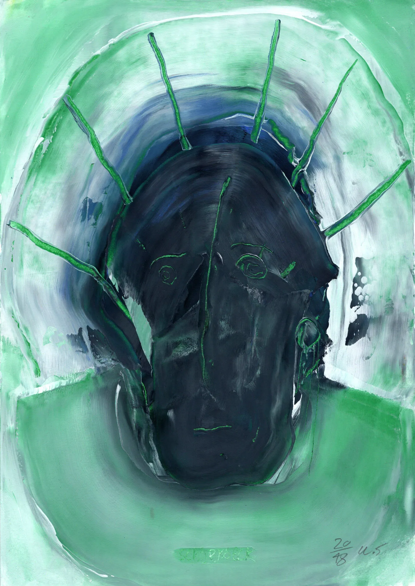 "kuk kuk", No. 20 of 48, by Ulrik Schjerbeck, ink on paper, 2025