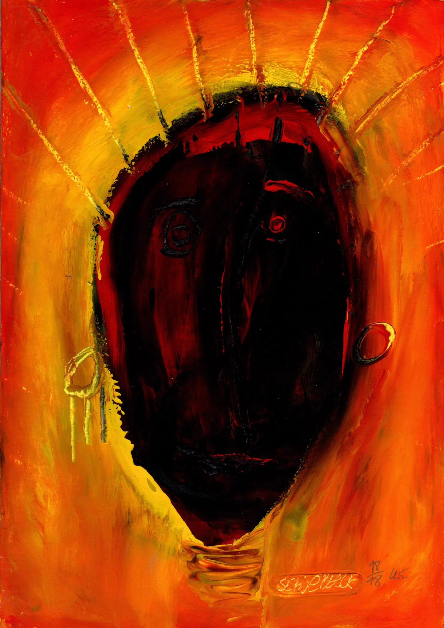 "kuk kuk", No. 18 of 48, by Ulrik Schjerbeck, ink on paper, 2025