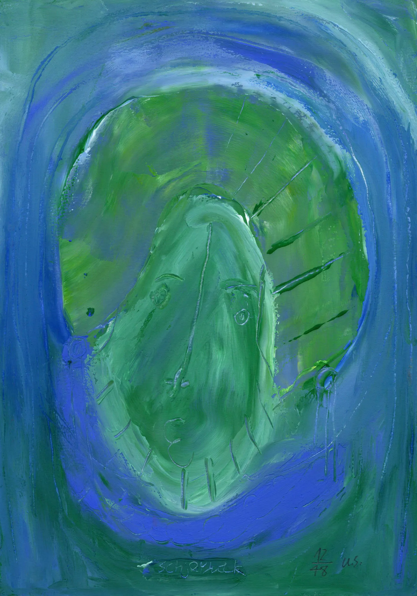 "kuk kuk", No. 12 of 48, by Ulrik Schjerbeck, ink on paper, 2025