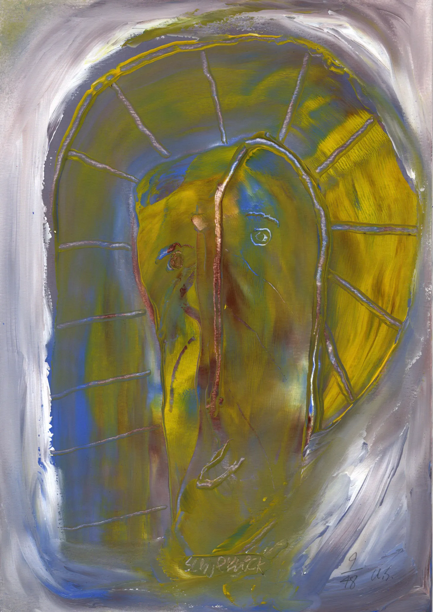 "kuk kuk", No. 9 of 48, by Ulrik Schjerbeck, ink on paper, 2025