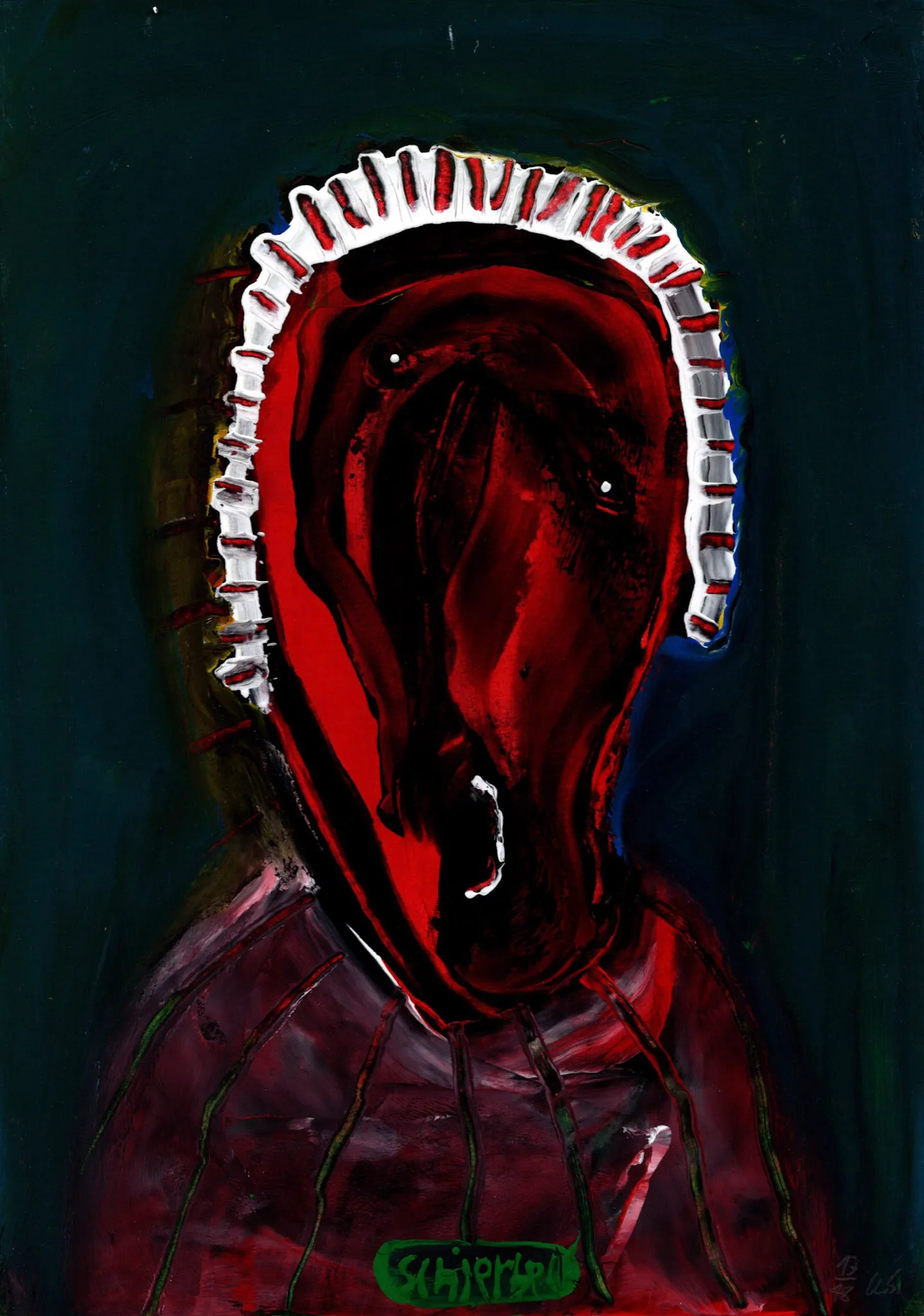 "kuk kuk", No. 13 of 48, by Ulrik Schjerbeck, ink on paper, 2025