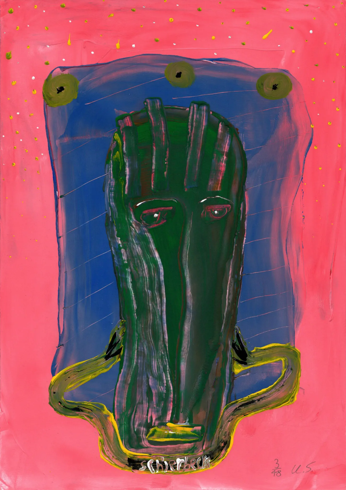 "kuk kuk", No. 3 of 48, by Ulrik Schjerbeck, ink on paper, 2025