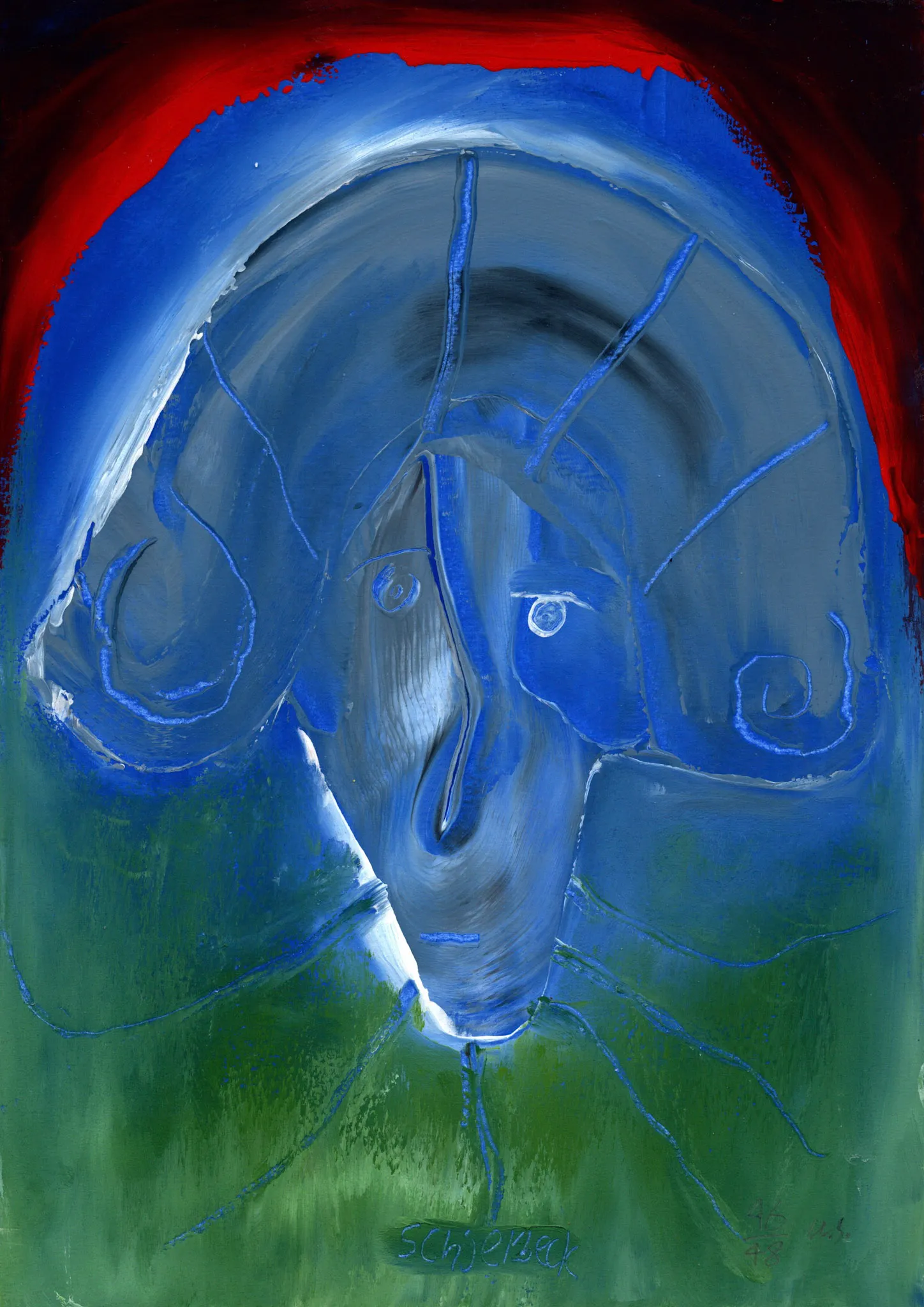 "kuk kuk", No. 46 of 48, by Ulrik Schjerbeck, ink on paper, 2025