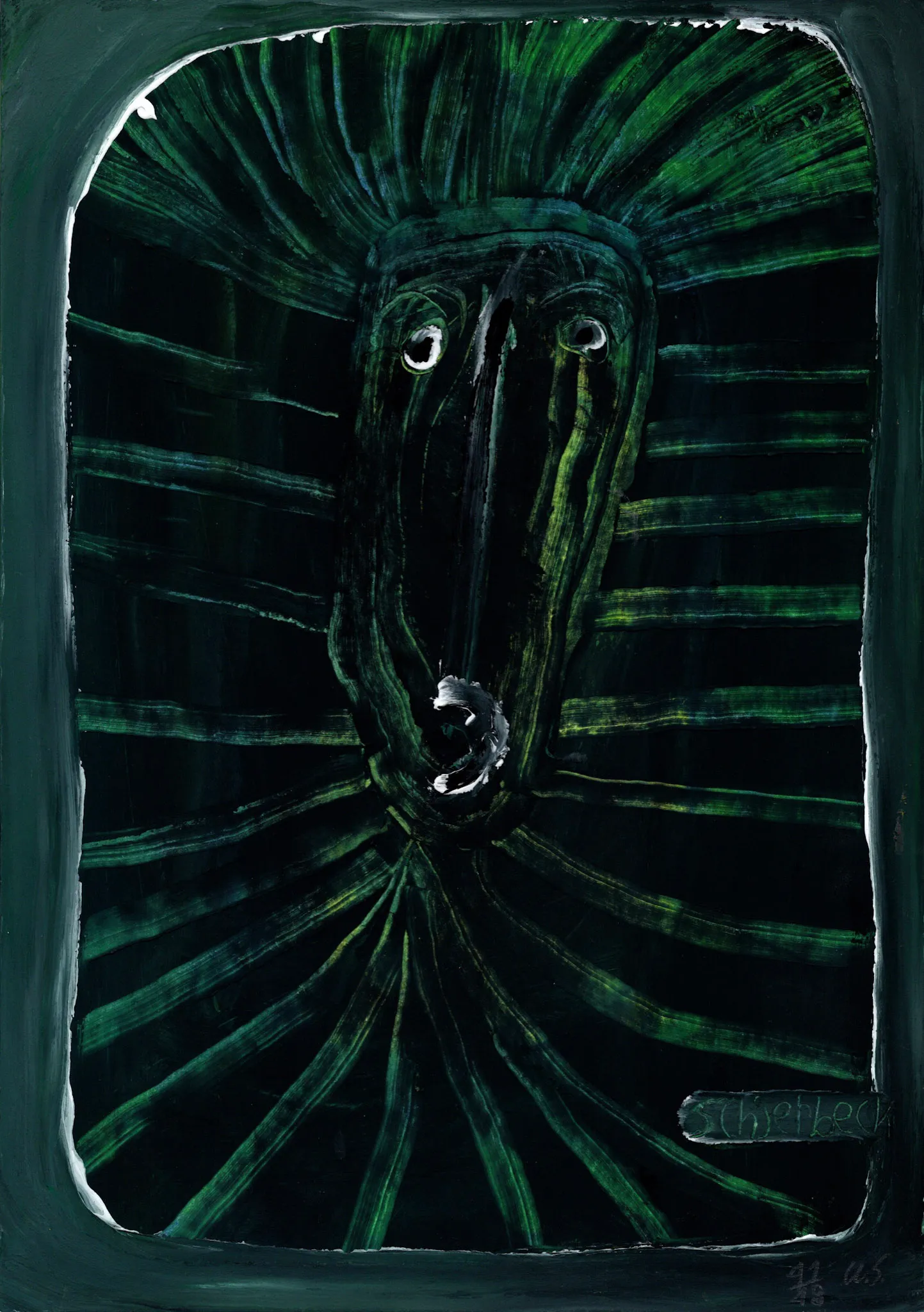 "kuk kuk", No. 41 of 48, by Ulrik Schjerbeck, ink on paper, 2025